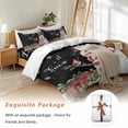thumbnail image 7 of Christmas Snowman Bedding Duvet Cover Set Twin Size 4 Pieces Snowflake Gift Bird Winter Black Bedding Set with Zipper Closure, 1 Comforter Cover 68x86 Inches 1 Flat Sheet & 2 Pillow Cases, 7 of 7