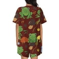 thumbnail image 6 of Daiia Frogs and Mushrooms Pattern Womens Pajama Sets Short Sleeve Pajamas for Women Sets Soft Lounge Sets Casual Round Neck Sleepwear PJS-Large, 6 of 7
