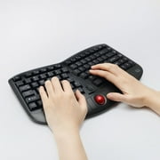 Adesso WKB-3150UB - Wireless Ergonomic Keyboard with Built-in Removable Trackball and Scroll Wheel, Split Key, Long Battery Life, Small and Portable -Compatible for Laptop/Desktop/PC/Windows XP/7/8/10