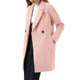 thumbnail image 5 of Allegra K Women's Double Breasted Lapel Raglan Long Sleeve Mid Length Overcoat M Light Pink, 5 of 9