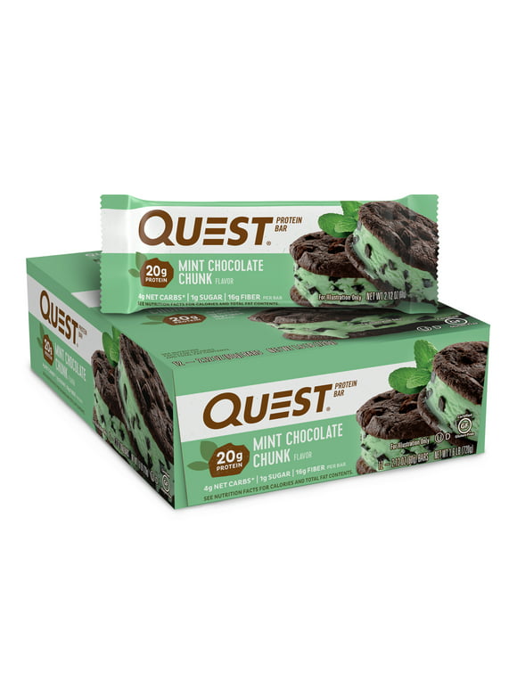 Quest Protein Bar, Mint Chocolate Chunk, 20g Protein, 12 Ct