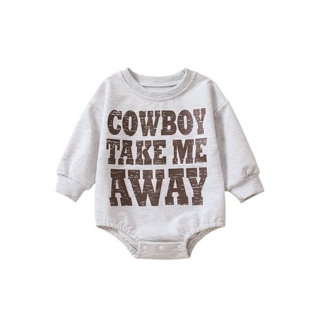 

Sunisery Newborn Baby Boys Girls Cute Rompers Letter Print Long Sleeve O-neck Sweatshirts Jumpsuits Bodysuit Grey 6-12 Months