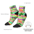 thumbnail image 4 of Goofa Multicolored Tropical Pattern Non Slip Socks with Grips for Elderly, Crew Socks Yoga Hospital Socks Cushioned Sole Gripper Socks for Men Women, 4 of 5