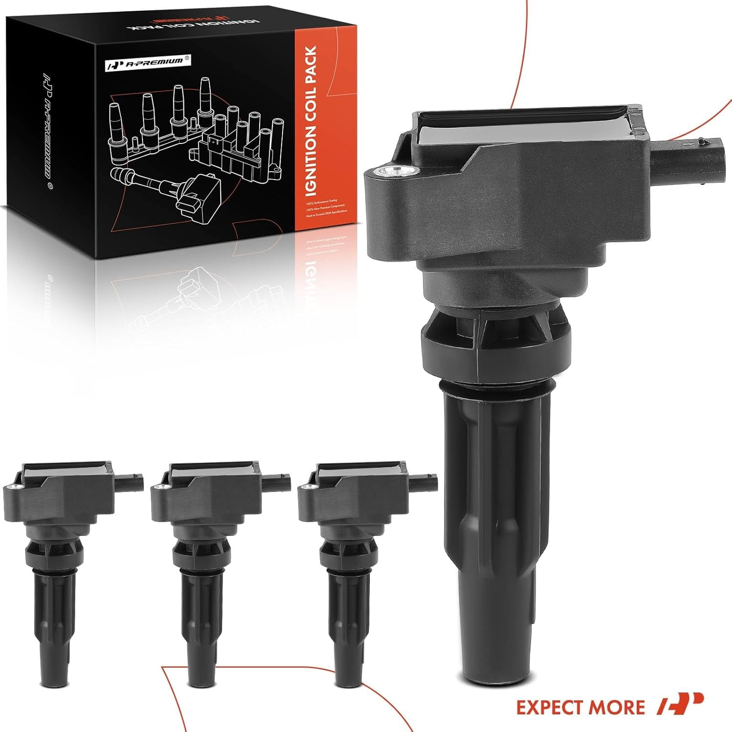 A-Premium Ignition coil Packs Compatible with Ford Explorer Escape 2020-2022, Edge 2019-2021, Ranger Transit Connect 2019-2022, Bronco Sport 2021-2022 & Lincoln Nautilus 2019-2021, Corsair 4-PC Set