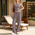 thumbnail image 2 of FRSASU Women's Gym Sets Crew Neck Vest Loose Trousers Suits Workout Athletic Yoga Training Casual 2 Pecs Tracksuits Purple, 2 of 7