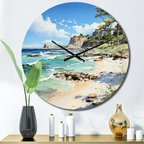 Designart "Beach Contrast Painting I" Nautical & Beach Oversized Wall Clock