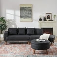 thumbnail image 2 of 107" Contemporary Stylish Sofa with A Round Storage Ottoman,5 Seater PU Upholstered Sectional Couch with Tapered Rubber Wood Legs,Sofa Set with Detachable Pillows for Living Room and Apartment,Black, 2 of 9