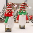 thumbnail image 3 of Naiovety Funda de botella de vino de felpa, ropa de elfo, árbol de Navidad, manga de botella de vino, sombrero de enano de champán, Kits de decoración para fiestas Rojo, 3 of 6