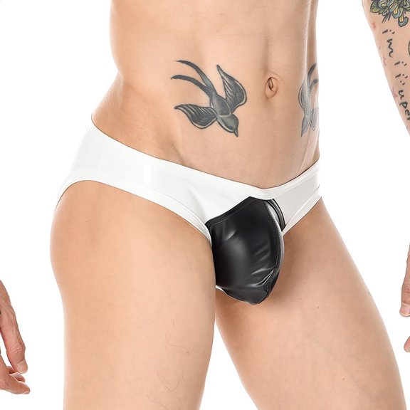 Vedolay Men Brief Mens Thermal Pants Striped Men's Color Half Waist Bikini Low Men's Briefs,White 4XL