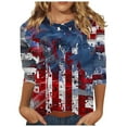 thumbnail image 2 of Cavosen Red White and Blue Shirts for Women 4th of July 3/4 Sleeve Crew Neck Tops USA Star Striped Print T Shirts Lady XL Red White and Blue Casual Tops Patriotic Tunic Tees Patriotic Clothes, 2 of 5