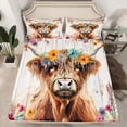 thumbnail image 2 of Castle Fairy Farmhouse Highland Cow 4pcs Bed Sheets for Female Men Women,Colorful Floral Flowers King Sheets,Rustic Cabin Cottage Super Cozy Sheet Set,Lightweight Room Decor, 2 of 7