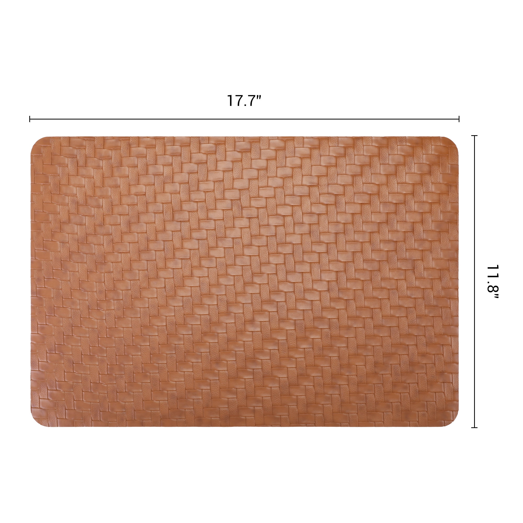 Unique Bargains 6Pcs Faux Leather Rectangle Placemats Brown 17.7x11.8inch