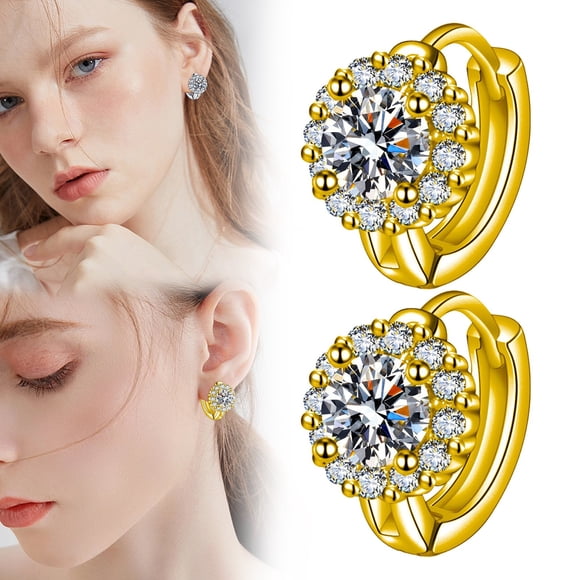 925 Sterling Silver Earrings for Women Diamond Moissanite Earrings 925 Sterling Silver Earrings 14K Gold Plated Flat Back Cartilage Earrings for Women Men Warehouse Sale Clearance