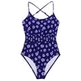 thumbnail image 2 of Fengqque Ladies Flower Print Tight Fitting Elastic Hollow Out Sexy Women's One-Piece Swimsuit, 2 of 9