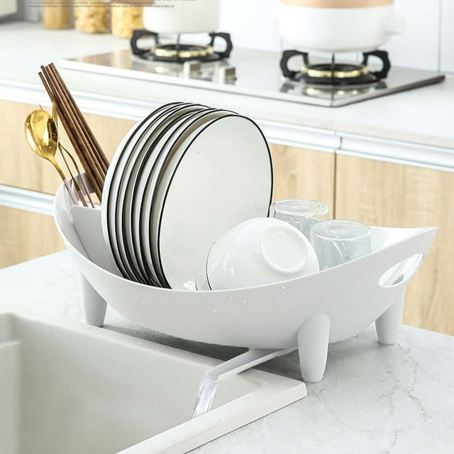 DPTALR Dish Drying Rack With Drainboard Dish Drainers For Kitchen Counter With Sink Spout Dish Strainers With Utensil