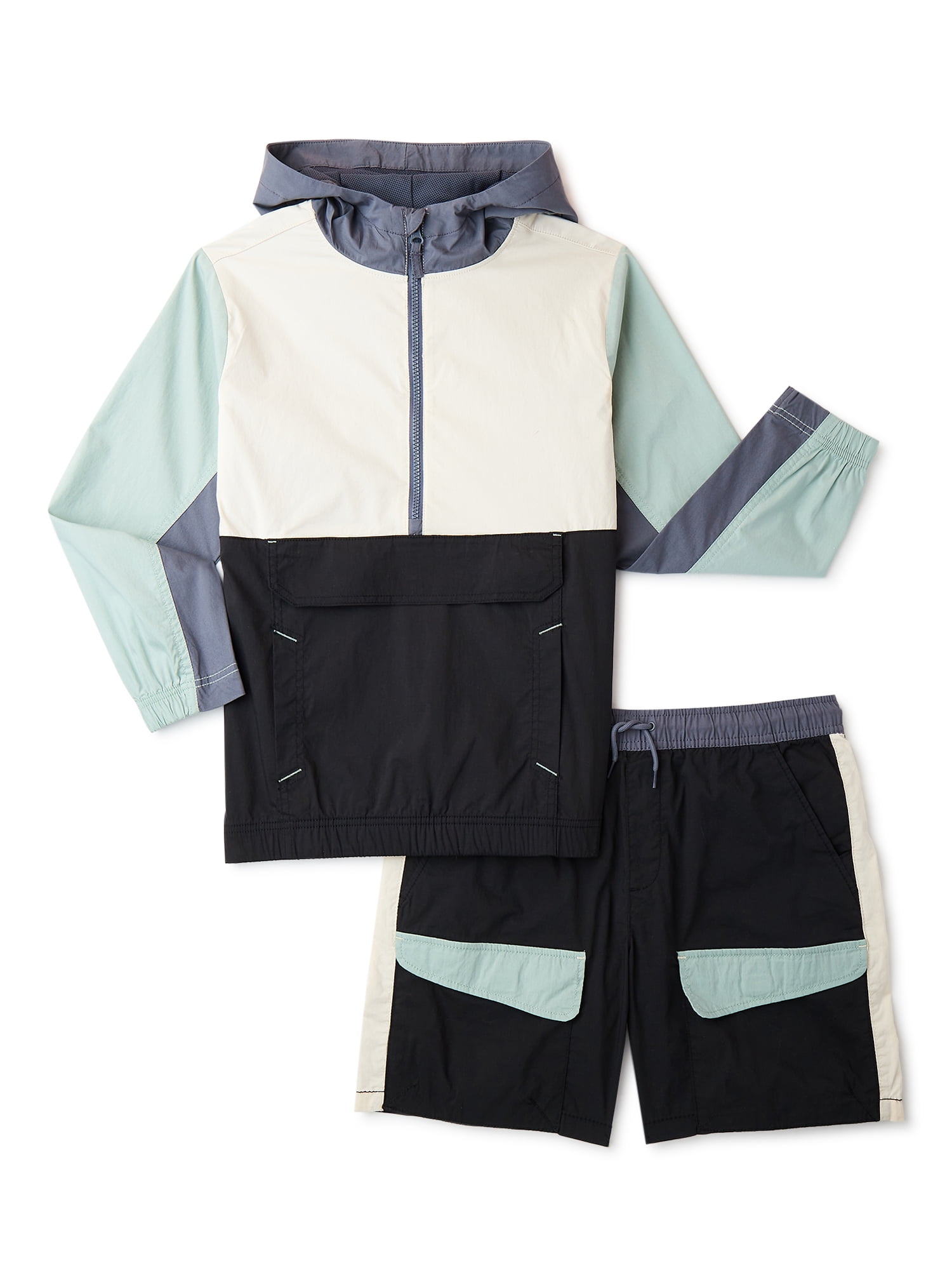 Wonder Nation Boys’ Explorer Shorts and Hoodie Set, 2-Piece, Sizes 4-18 & Husky