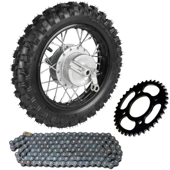 2.50-10" Rear Wheel Tire and Rim Assembly With Chain Sprocket 10" Drum Brake Back Wheel for 50cc 70cc 90cc 110cc CRF50 XR50 PW50 TTR50 Coolster SSR Dirt Pit Bike