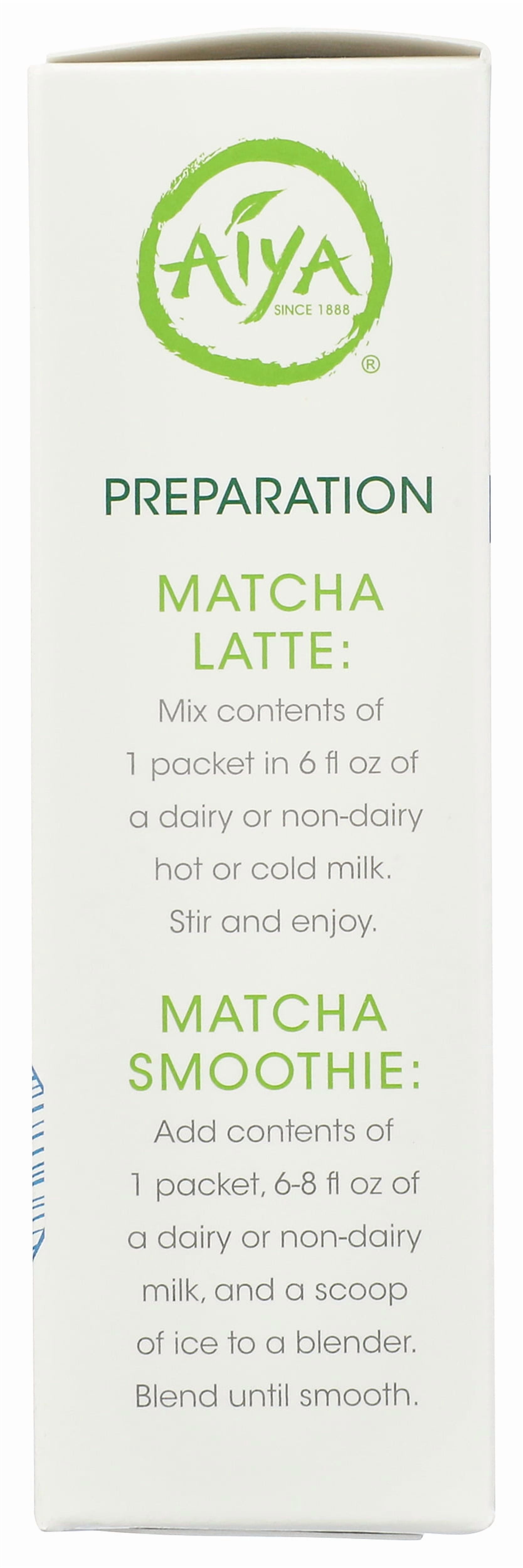Pack of 6, Aiya Sugar-Free Sweetened Matcha To Go Sticks, 1.44 oz