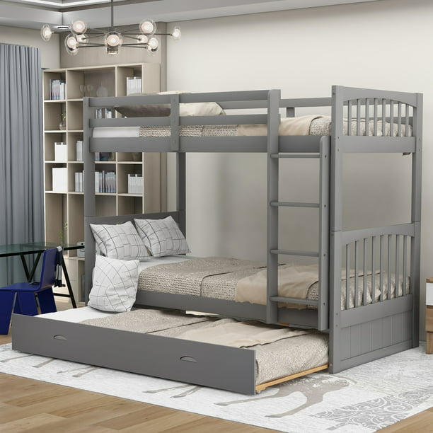 Merax Wood Bunk Bed Twin Over, Merax Twin Over Twin Bunk Bed With Trundle