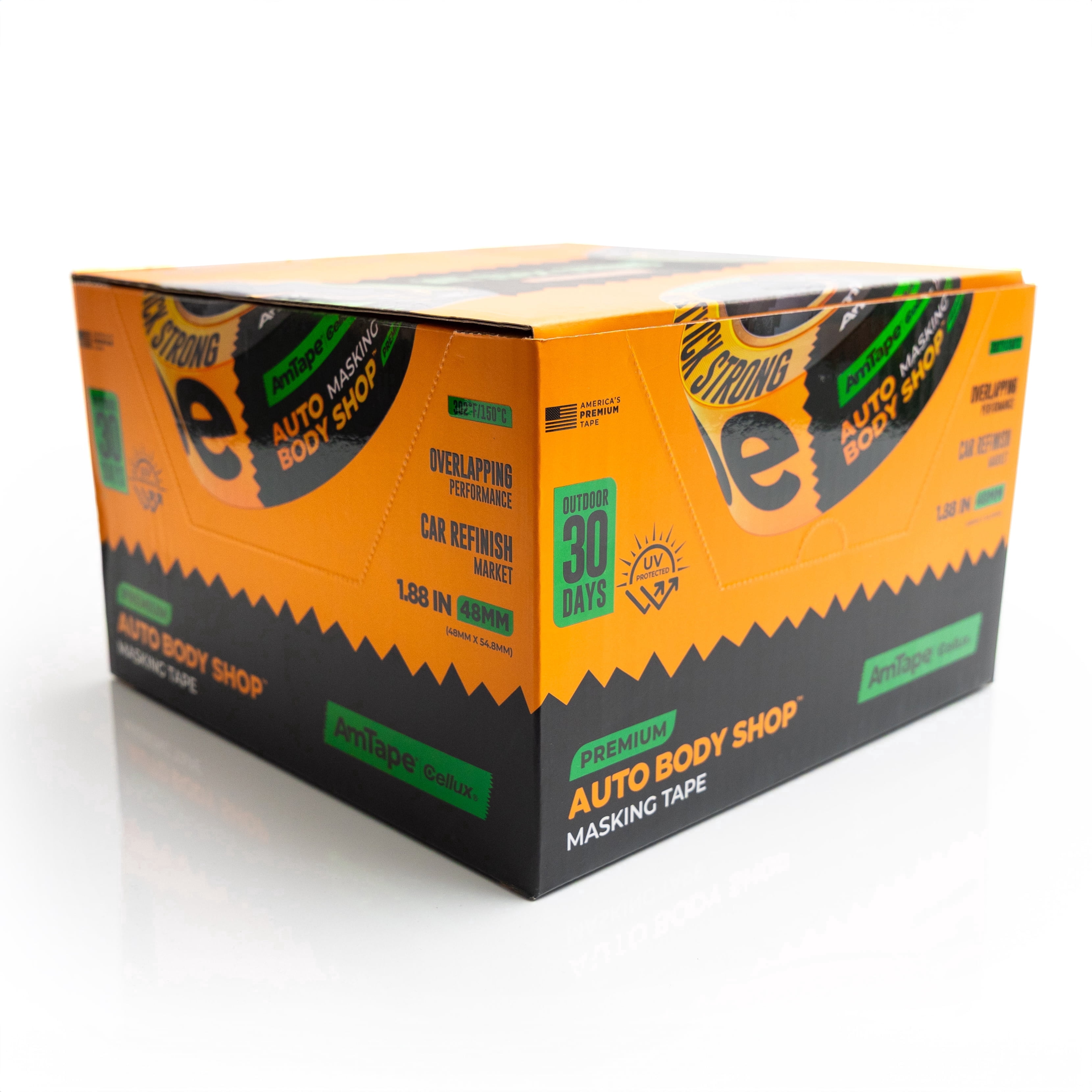 AmTape Auto Body Shop, Solvent & Moisture Resistant, 30-Day Clean Removal, Super Washi Painter’s Tape for Car Painting & Detailing, Orange, 1.5" Case 16