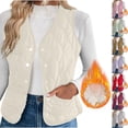 thumbnail image 5 of qucoqpe Women's Quilted Puffer Vest Lightweight Button Down Sleeveless Fleece Jacket Tops with Pockets, 5 of 5
