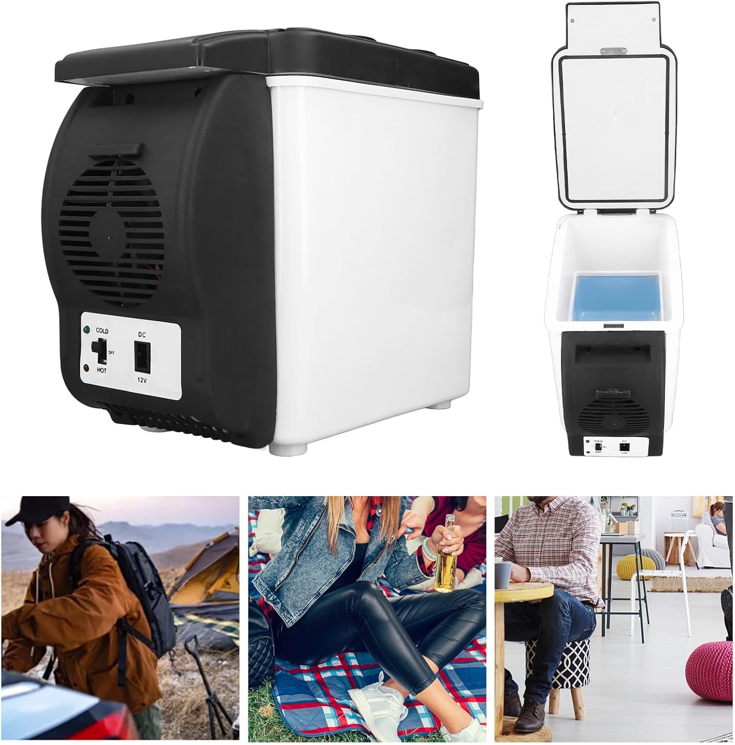 6L Car Refrigerator Electric Cooler and Warmer for Vehicle RV Camping Portable  Fridge
