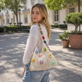 thumbnail image 4 of Crochet Knit Boho Shoulder Bag Handmade Floral Hollow Crochet Tote Bag Women Lightweight Crossbody Purse Breathable Woven Handbag for Summer Beach Travel Daily Shopping Vacation Accessories,White, 4 of 6