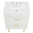 thumbnail image 6 of 2 Drawer Wooden Bathroom Vanity with Ceramic Sink White Saltoro Sherpi, 6 of 9