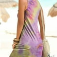 thumbnail image 4 of Robe Courte Imprimé Teinture sur Nœuds Sans Manches Plissée, Rose Jaune, 3TG, 4 of 4