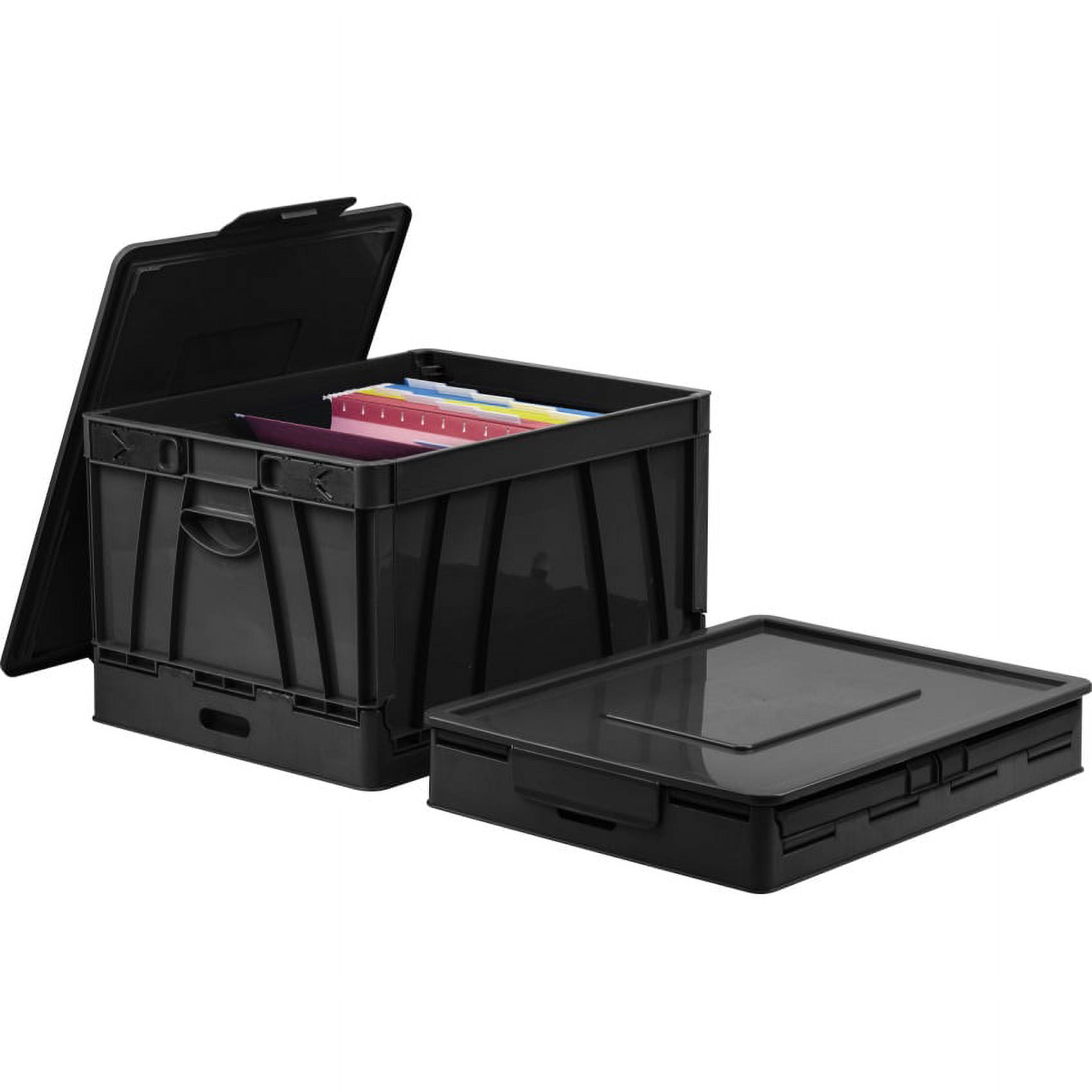 Folding Storage Cube with Lid, Black (Case of 4)