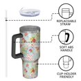 thumbnail image 4 of 40oz Pioneer Flower Floral Print Pattern Insulated Tumbler with Handle, BPA-Free Leak Proof Lid and Straws, Double Wall Vacuum, Hot 12h/Cold 34h, 4 of 6