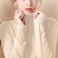 thumbnail image 5 of Scyoekwg Womens Long Sleeve Tops Turtleneck Fall Winter Slim Base Tops Lightweight Solid Color Women Blouses Trendy Loose Fall Tops Pullover (Beige,XL), 5 of 5