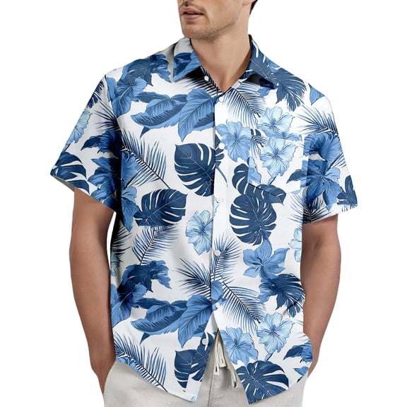 Mens Hawaiian Shirt Summer Tropical Beach Shirts Lightweight Loose Fit Short Sleeve Button Down Hawaiian Beach Tee Shirt