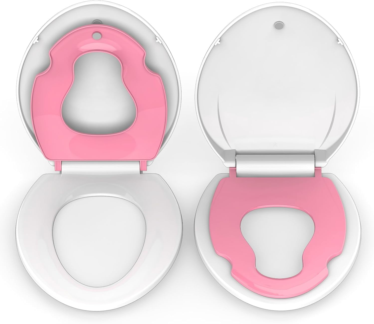 Toilet Seat Elongated,Toilet Seat with Toddler Seat Built in, Potty Training Toilet Seat Elongated Fits Both Adult and Child, with Soft Close, Easy Install and Clean - Elongated White and Pink