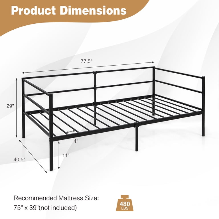 Gymax Twin Metal Daybed Frame, Dual-Use Sofa Bed photo 3