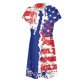 thumbnail image 5 of Puntoco Vestido De Cuello Redondo De Manga Corta Suelto Informal Estampado Del Día De La Independencia De Verano Para Mujer Azul Xxl,Regalos Para Mujer Joven, 5 of 5