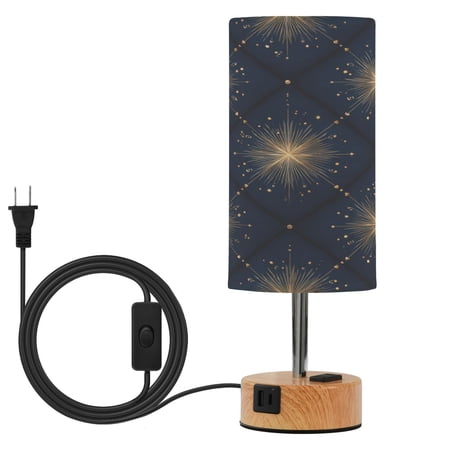 Touch Control Table Lamp with Wood Grain Metal Base 3 Color Temperature Adjustable LED Eye Caring Desk Lamp for Bedroom Study Nocturnal Star Golden Accents