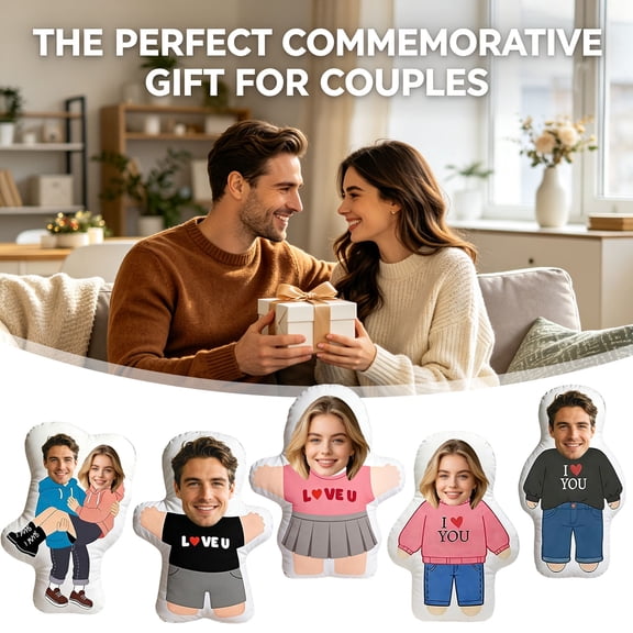 Personalized Photo Pillow, Custom 3D Face Cushion, Unique Couple Gift with Printed Image - Decorative Plush for Sofa Bed