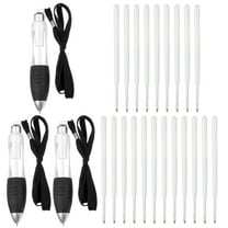 3 Pcs Uxcell Big Fat Pens, Clear Heavy Weighted Ballpoint Pen Retractable Wide Grip Thick Pen with Strap for Hand Tremors Elderly Handicap(12 Black Refills   9 Blue Refills)