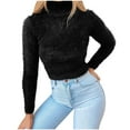 thumbnail image 1 of GigrtiJin Chandails à Col Roulé pour Femmes Décontractés Couleur Unie Slim Crop Top Mode Confortable Blouses Décontractées, 1 of 7