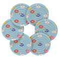 thumbnail image 7 of Yayeee 6 PCS Drink Coasters with Holder Set Woven Absorbent Round Tabletop Hot Pad, Summer Pool Pattern, 7 of 7