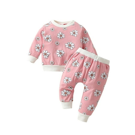 

Rovga Outfit For Children Boys Girls Long Sleeve Flroal Print Tops And Pants Outfits Clothes Set For Children Kids Clothes