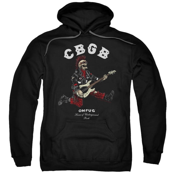 CBGB Skull Jump Adult Pullover Hoodie Sweatshirt Black