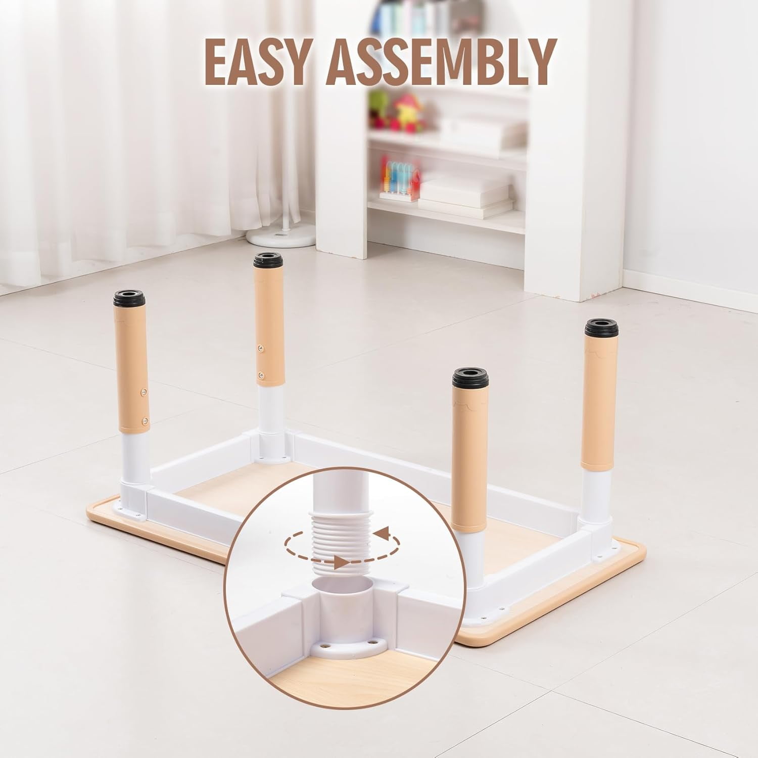 HOMEZY-US Kids Table and Chairs Set, Height Adjustable Multi-Activity Preschool Table with Graffiti Desktop for Ages 2-8 Versatile Kids Tables for Play, Learning, and Creativity