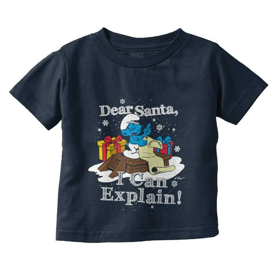 Brainy Smurf Dear Santa Christmas Toddler Boy Girl T Shirt Infant Toddler Brisco Brands 12M