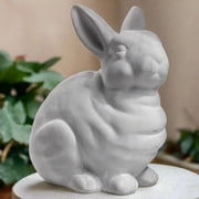Terracotta Kneeling Rabbit Figurine, Gray Decorative Bunny Statue for Home Décor