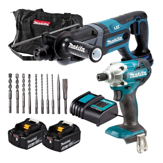 Rotomartillo 18v Makita + Atornillador Impacto + Set Brocas