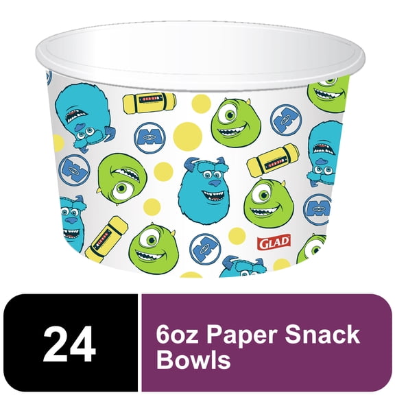 Glad For Disney - 6oz Paper Snack Bowls w/o lid - 24ct - Monsters Inc