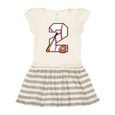 

Inktastic Baseball Second Birthday- two years old Gift Toddler Girl Dress