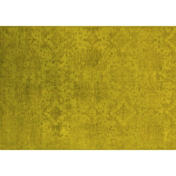 Ahgly Company Machine Washable Indoor Rectangle Persian Yellow Bohemian Area Rugs, 5' x 7'